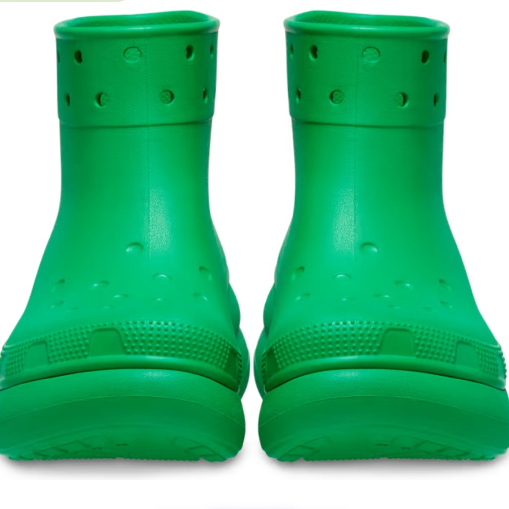 Green Crocs crush boots